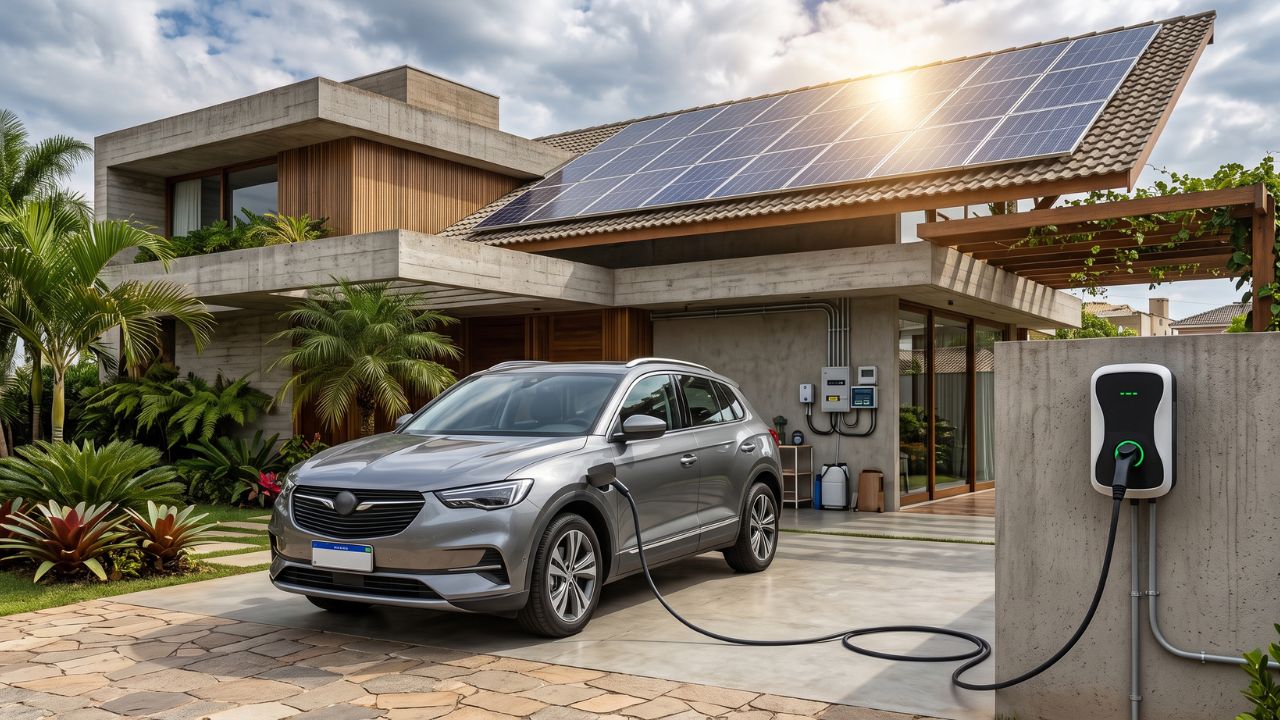 Carregador de carro elétrico com energia solar