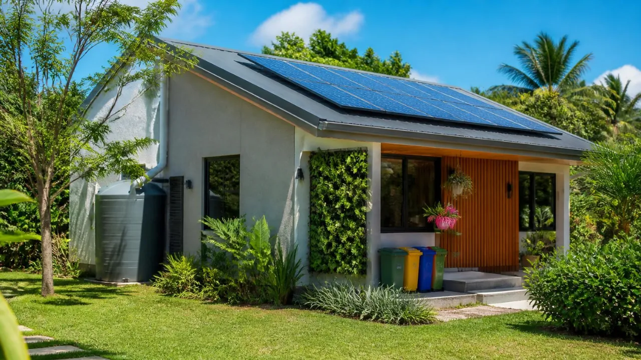 Casa com energia solar, reuso de água da chuva e reciclagem, medidas que pontuam no IPTU verde